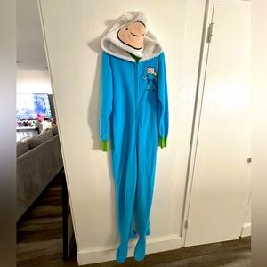 Adults Cartoon  Network Adventure Time Finn Costume Pajamas Cosplay Hot Topic M
